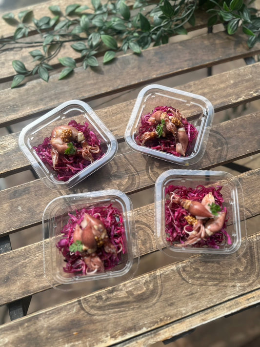 富山ホタルイカと紫キャベツのマリネ