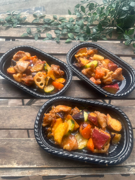 信玄鶏と彩り野菜の甘酢炒め