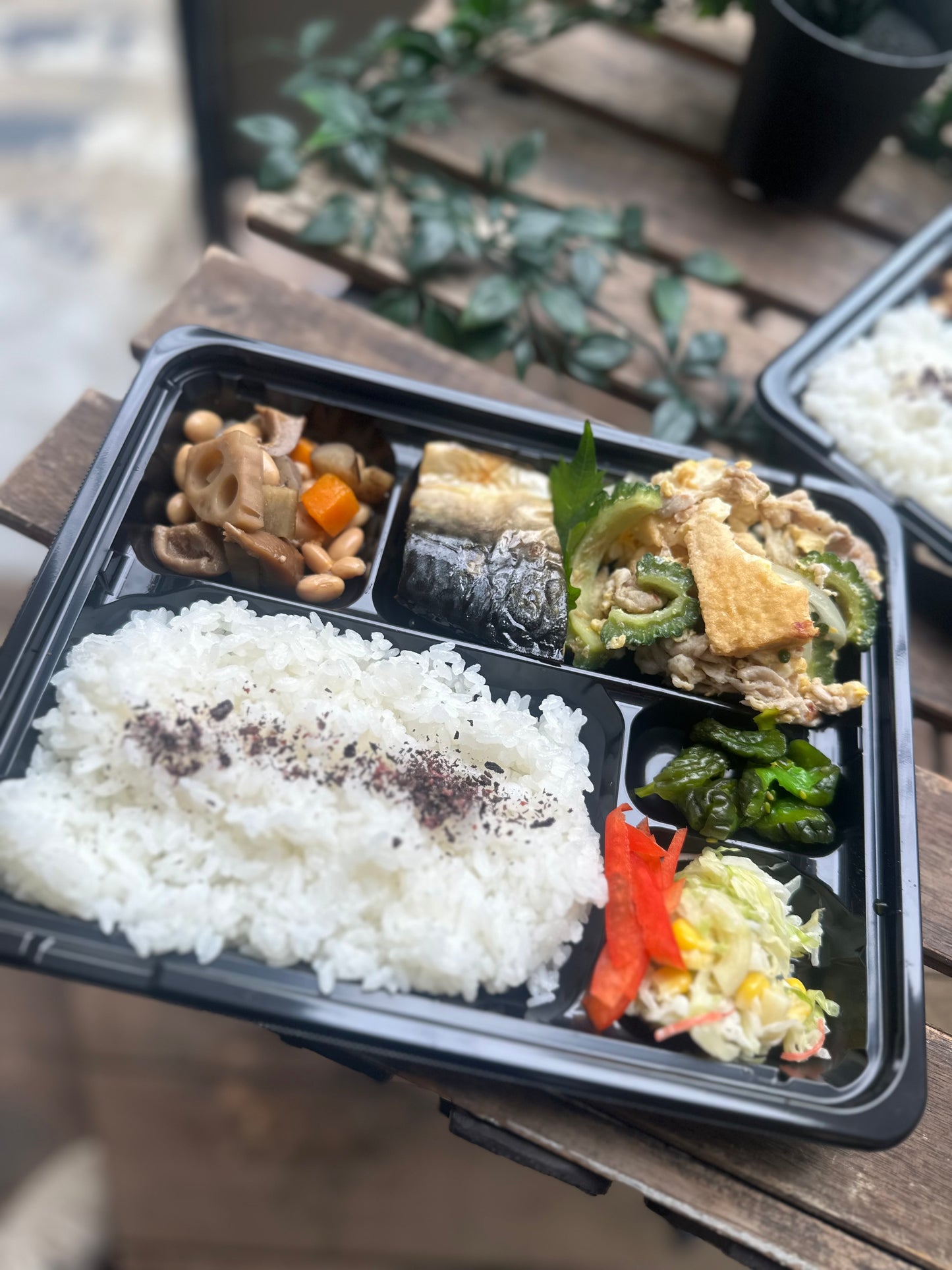 日替わり幕内弁当 ゴーヤチャンプルとサバの塩焼