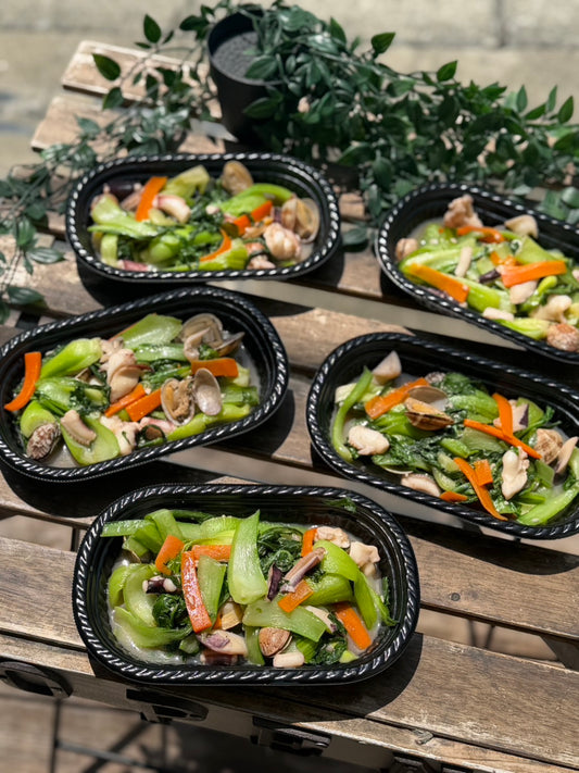 紋甲イカとアサリの中華炒め