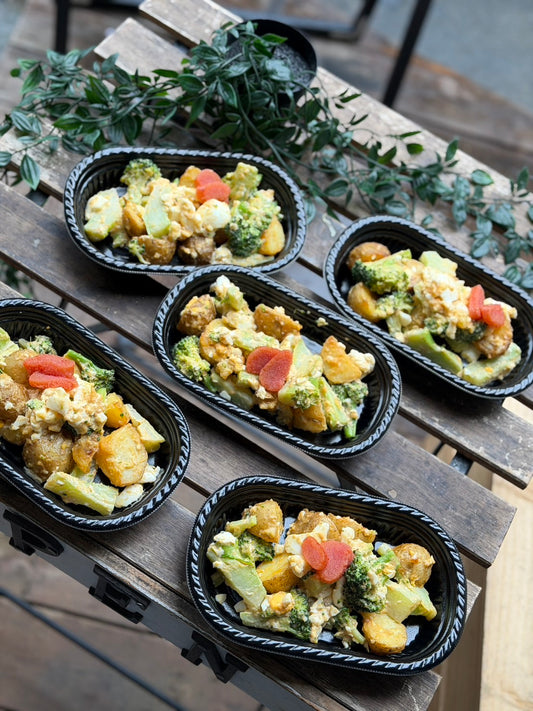 新ジャガ、ブロッコリー、ゆで卵の明太マヨサラダ