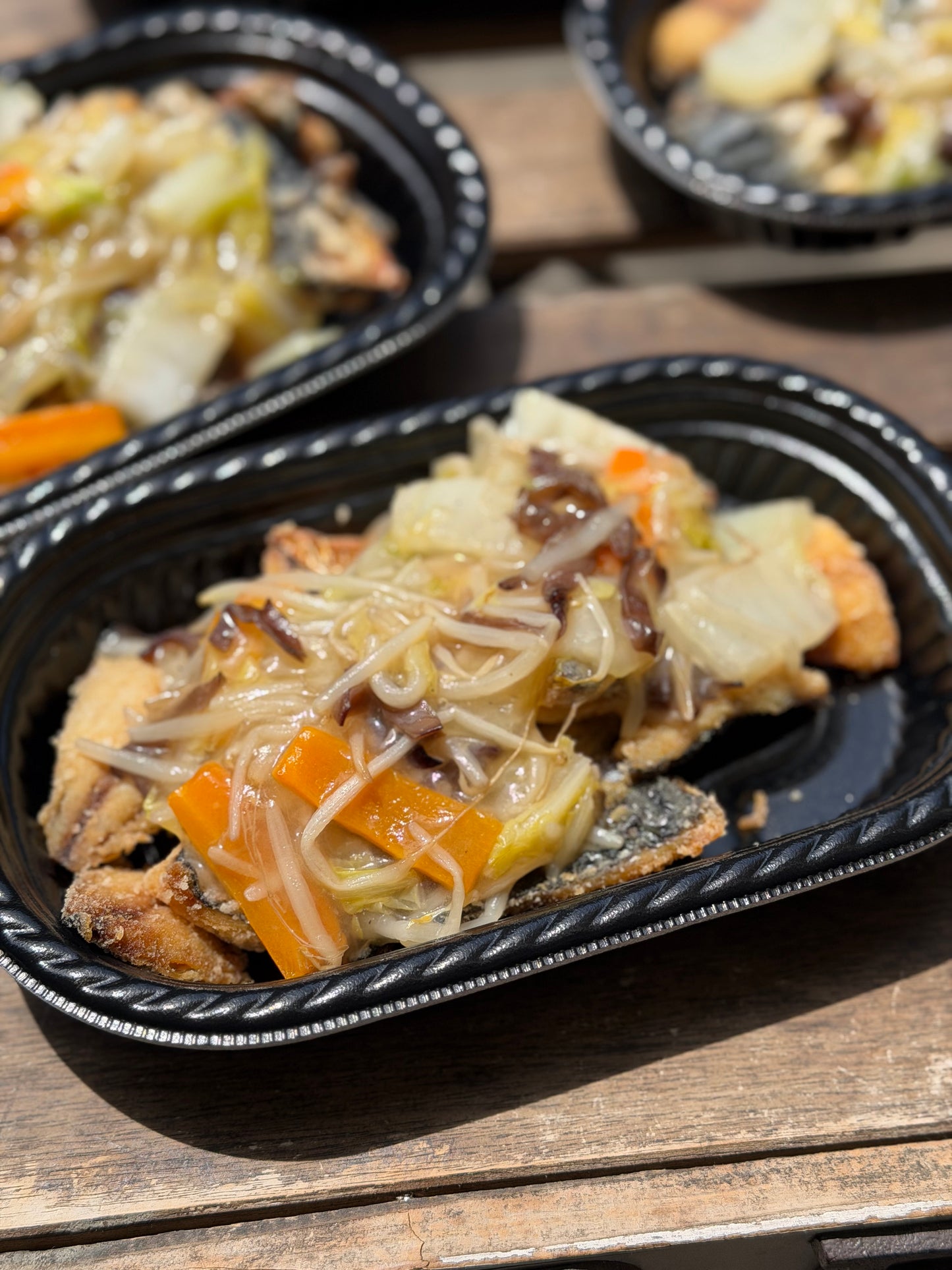 塩サバの唐揚げ　野菜あんかけ