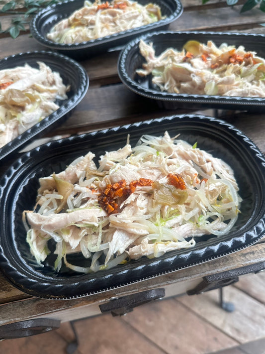 茹で鶏の搾菜和え