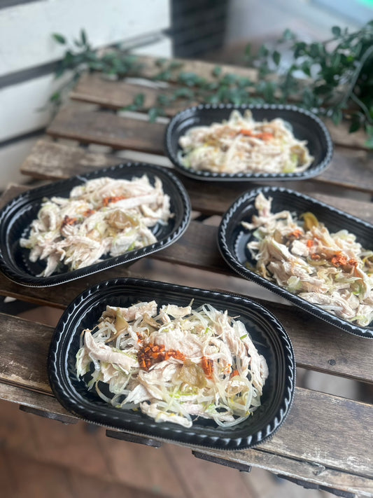 茹で鶏の搾菜和え